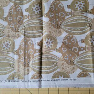 1 Yard Anna Griffin Tan w/White Ornaments Fabric The Georgette Collection
